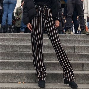 High waisted wide leg trousers